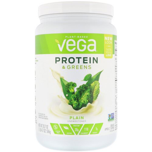 Vega, Protein & Greens, Plain Unsweetened, 1.3 lbs (586 g) فوائد