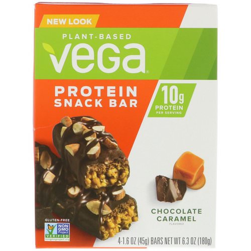 Vega, Snack Bar, Chocolate Caramel, 4 Bars, 1.6 oz (45 g) Each فوائد