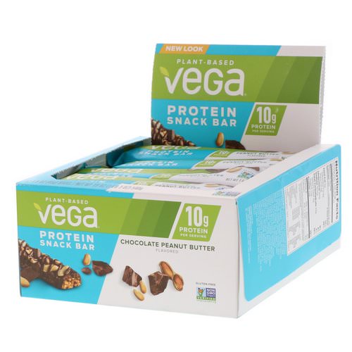 Vega, Snack Bar, Chocolate Peanut Butter, 12 Bars, 1.6 oz (45 g) Each فوائد