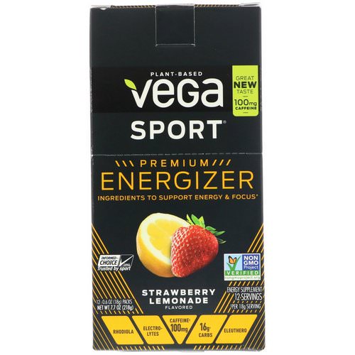 Vega, Energizer, Strawberry Lemonade, 12 Packs, 0.6 oz (18 g) Each, 12 Packs, 0.6 oz (18 g) Each فوائد