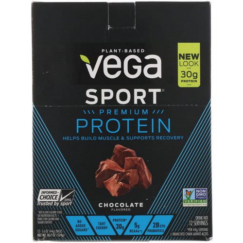 Vega, Protein, Chocolate, 12 Pack, 1.6 oz (44 g) Each فوائد