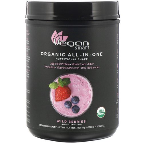 VeganSmart, Organic All-In-One Nutritional Shake, Wild Berries, 18.76 oz (532 g) فوائد