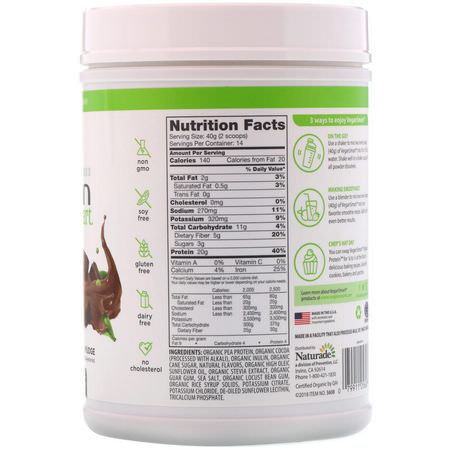 VeganSmart, Organic Pea Protein Shake, Chocolate Fudge, 1.25 lbs (560 g):بر,تين البازلاء, البر,تين النباتي