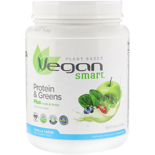 VeganSmart, Protein & Greens, All-In-One Powder, Vanilla Creme, 1.42 lbs (645 g) فوائد