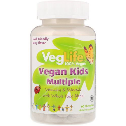 VegLife, Vegan Kids Multiple, Berry Flavor, 60 Chewables فوائد