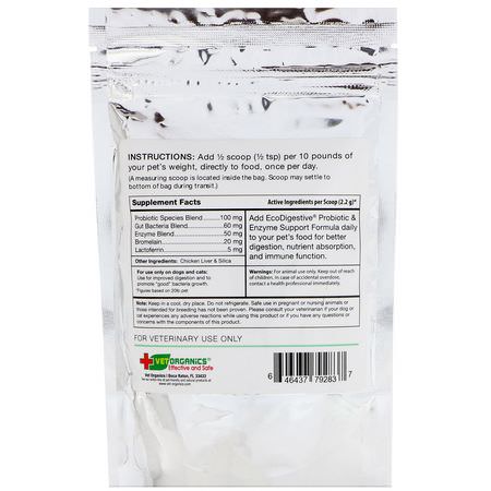 Vet Organics, EcoDigestive, Natural Health Supplement, Probiotics & Enzymes Support Formula, For Dogs & Cats, 4 oz (113 g):Pet أعشاب, Pet البروبيوتيك