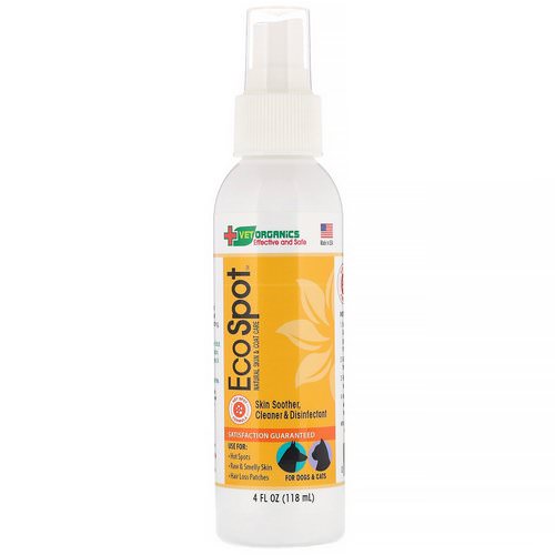 Vet Organics, EcoSpot, Natural Skin & Coat Care, Skin Soother, Cleaner & Disinfectant, For Dogs & Cats, 4 fl oz (118 ml) فوائد