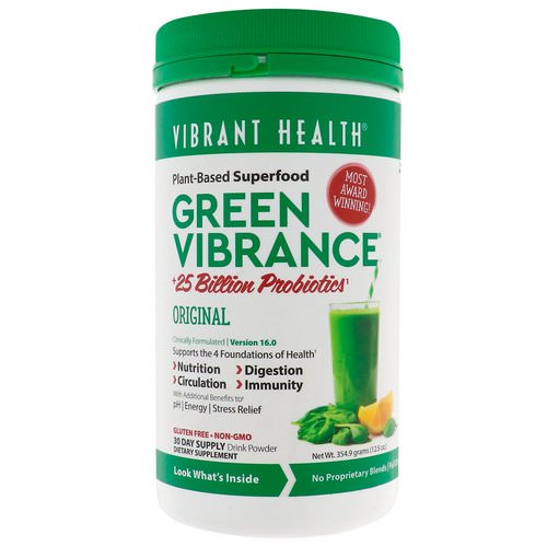Vibrant Health, Green Vibrance +25 Billion Probiotics, Version 16.0, 12.5 oz (354.9 g) فوائد