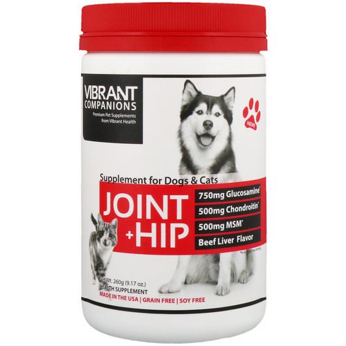Vibrant Health, Joint + Hip, Supplement for Dogs & Cats, Beef Liver Flavor, 9.17 oz (260 g) فوائد