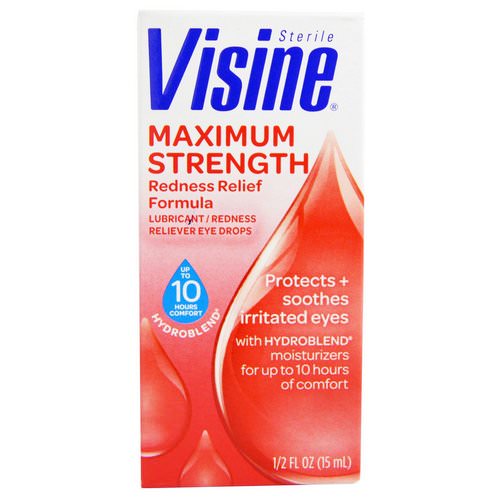 Visine, Lubricant, Redness Reliever Eye Drops, Sterile, Maximum Strength, 1/2 fl oz (15 ml) فوائد
