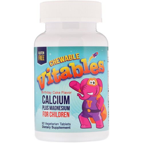 Vitables, Chewable Calcium Plus Magnesium for Children, Birthday Cake Flavor, 90 Vegetarian Tablets فوائد