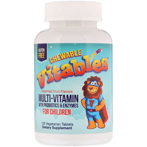 Vitables, Chewable Multi-Vitamins with Probiotics & Enzymes for Children, Assorted Fruit Flavors, 120 Vegetarian Tablets فوائد