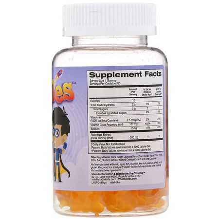 Vitables, Gummy Vitamin C for Children, No Gelatin, Orange Flavor, 60 Vegetarian Gummies:أنفلونزا, سعال