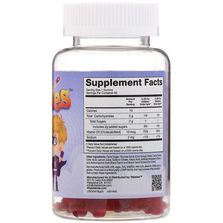 Vitables, Gummy Vitamin D3 for Children, No Gelatin, Strawberry Flavor, 60 Vegetarian Gummies:فيتامين (د) للأطفال, الصحة