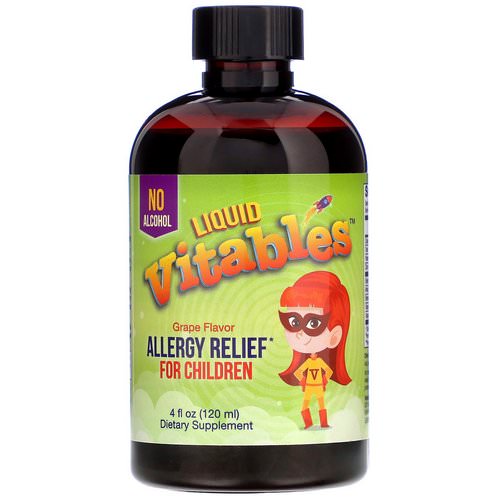 Vitables, Liquid Allergy Relief For Children, No Alcohol, Grape Flavor, 4 fl oz (120 ml) فوائد
