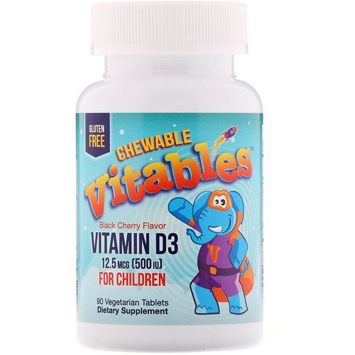 Vitables, Vitamin D3 Chewables for Children, Black Cherry, 12.5 mcg (500 IU), 90 Vegetarian Tablets فوائد