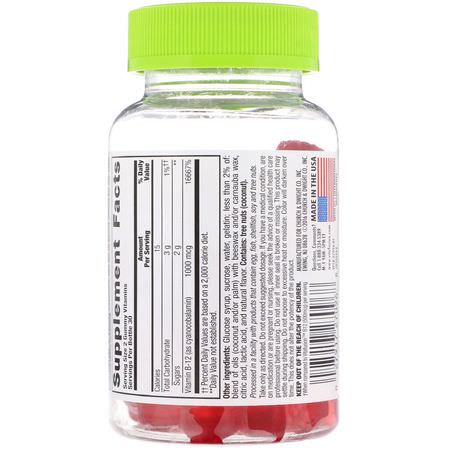 VitaFusion, B12 Adult Vitamins, Energy Support, Natural Raspberry Flavor, 1000 mcg, 60 Gummies:B12, فيتامين B