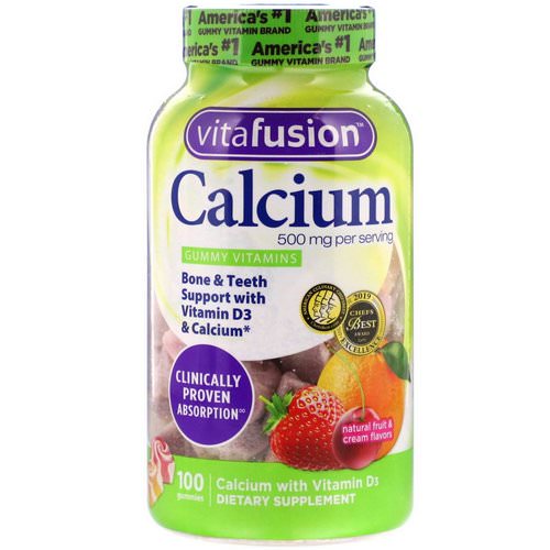 VitaFusion, Calcium, Natural Fruit & Cream Flavors, 500 mg, 100 Gummies فوائد