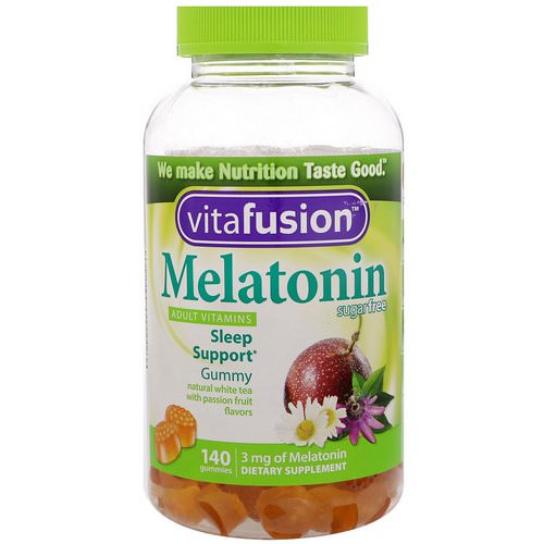 VitaFusion, Melatonin Adult Vitamins, Sleep Support, Natural White Tea with Passion Fruit Flavors, 140 Gummies فوائد