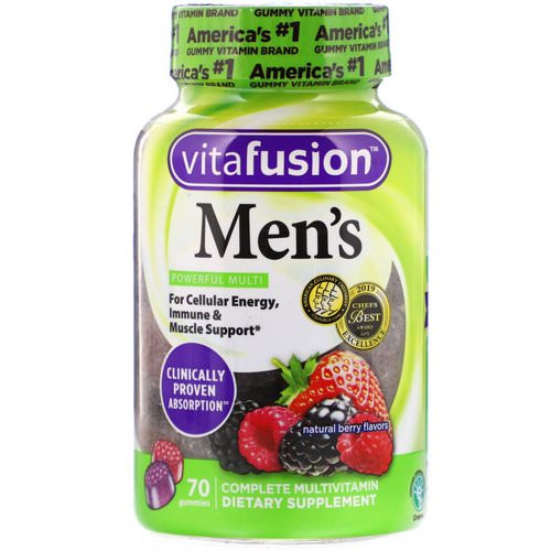 VitaFusion, Men's Complete Multivitamin, Natural Berry Flavors, 70 Gummies فوائد