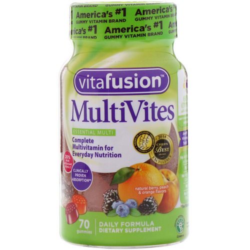 VitaFusion, MutiVites, Complete Multivitamin, Natural Berry, Peach & Orange Flavors, 70 Gummies فوائد
