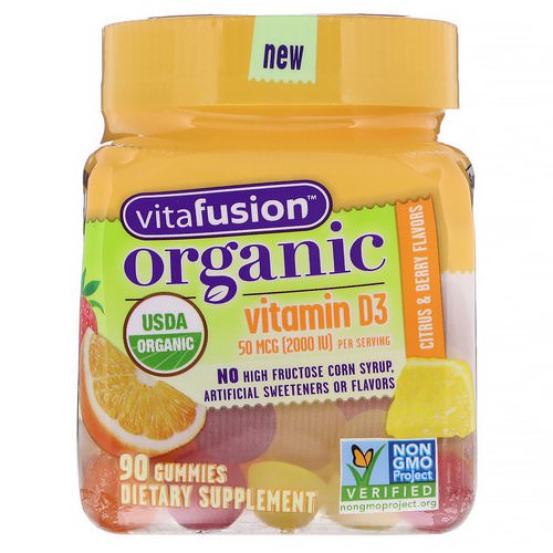 VitaFusion, Organic Vitamin D3, Citrus & Berry, 50 mcg (2000 IU), 90 Gummies فوائد