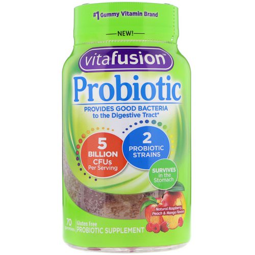 VitaFusion, Probiotic, Natural Raspberry, Peach & Mango Flavor, 70 Gummies فوائد