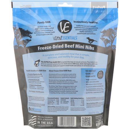 Vital Essentials, Freeze-Dried Entree For Dogs, Beef Mini Nibs, 1 lb. (453 g):علاج الحي,انات الأليفة, الحي,انات الأليفة