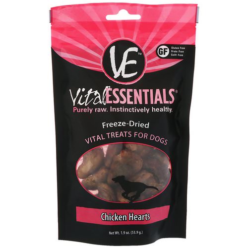 Vital Essentials, Freeze-Dried Treats For Dogs, Chicken Hearts, 1.9 oz (53.9 g) فوائد