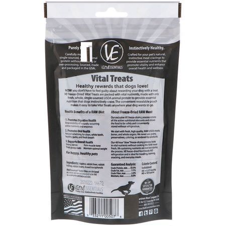 Vital Essentials, Freeze-Dried Vital Treats For Dogs, Rabbit Bites, 2.0 oz (56.7 g):علاج الحي,انات الأليفة, الحي,انات الأليفة