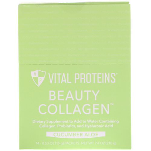 Vital Proteins, Beauty Collagen, Cucumber Aloe, 14 Packets, 0.53 oz (15 g) Each فوائد
