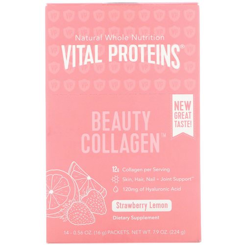 Vital Proteins, Beauty Collagen, Strawberry Lemon, 14 Packets, 0.56 oz (16 g) Each فوائد