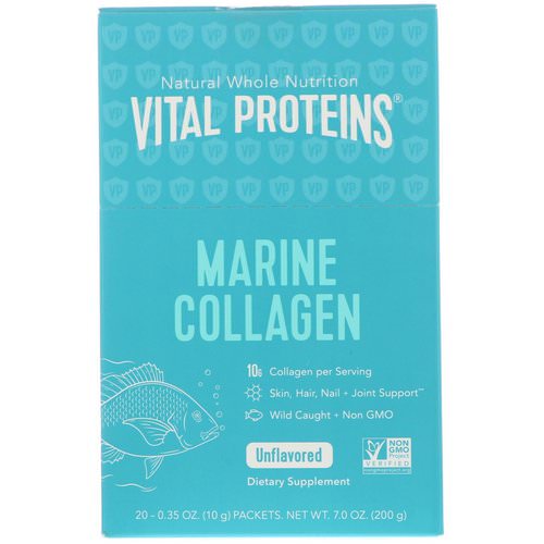 Vital Proteins, Marine Collagen, Unflavored, 20 Packs, 0.35 oz (10 g) Each فوائد