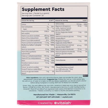 Vitalah, Children's Oxylent, Multivitamin Supplement Drink, Bubbly Berry Punch, 30 Packets, 0.15 oz (4.5 g) Each:الفيتامينات المتعددة للأطفال, الصحة