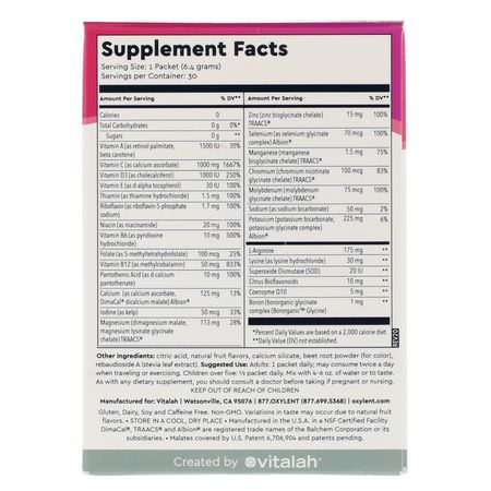 Vitalah, Oxylent, Multivitamin Supplement Drink, Sparkling Berries, 30 Packets, 0.23 oz (6.4 g) Each:الفيتامينات المتعددة, المكملات الغذائية