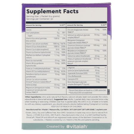 Vitalah, Oxylent, Multivitamin Supplement Drink, Sparkling Blackberry Pomegranate, 30 Packets, 0.23 oz (6.4 g) Each:الفيتامينات المتعددة, المكملات الغذائية