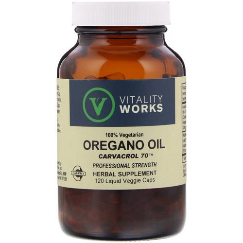 Vitality Works, Oregano Oil, Carvacrol 70, 120 Liquid Veggie Caps فوائد