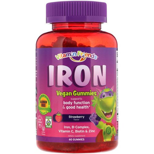 Vitamin Friends, Iron Vegan Gummies, Strawberry, 60 Pectin Gummies فوائد