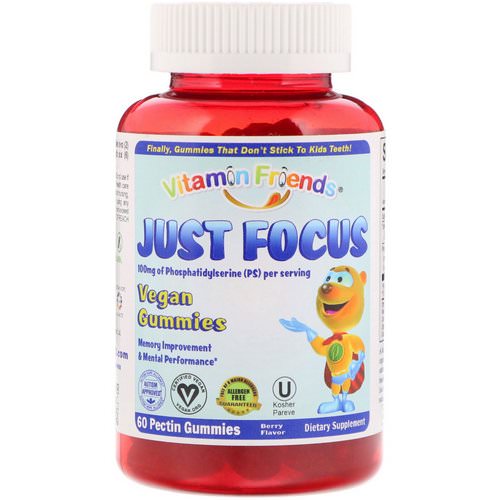 Vitamin Friends, Just Focus, Vegan Gummies, Berry Flavor, 60 Pectin Gummies فوائد