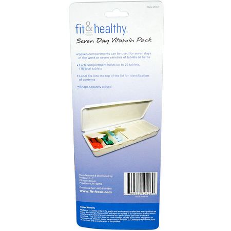 Vitaminder, Fit & Healthy, Seven Day Vitamin Pack:منظم, حب,ب منع الحمل, الإسعافات الأ,لية