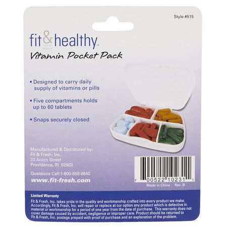 Vitaminder, Vitamin Pocket Pack, 1 Pocket Pack:منظم, حب,ب منع الحمل, الإسعافات الأ,لية