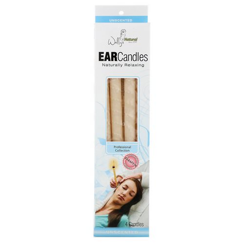 Wally's Natural, Professional Collection, Paraffin Ear Candles, Unscented, 4 Pack فوائد