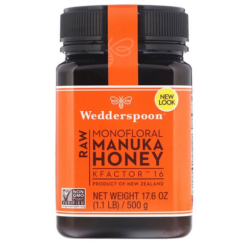 Wedderspoon, Raw Monofloral Manuka Honey, KFactor 16, 17.6 oz (500 g) فوائد