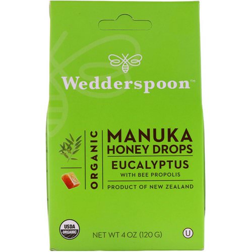 Wedderspoon, Organic Manuka Honey Drops, Eucalyptus with Bee Propolis, 4 oz (120 g) فوائد