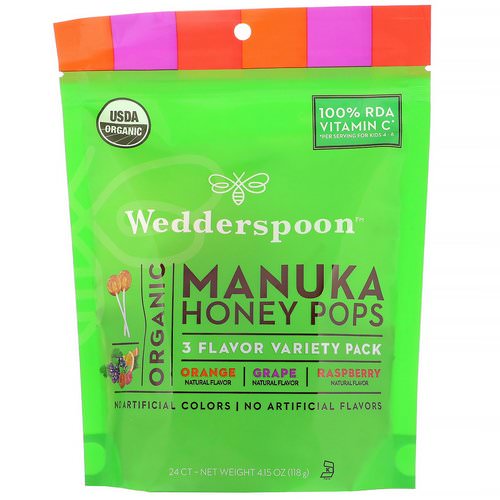 Wedderspoon, Organic Manuka Honey Pops, 3 Flavor Variety Pack, 24 Count, 4.15 oz (118 g) فوائد