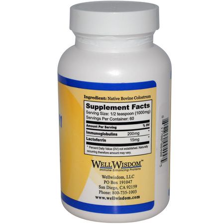 Well Wisdom, Bioactive Colostrum Powder, 2.1 oz (60 g):اللبأ, الهضم