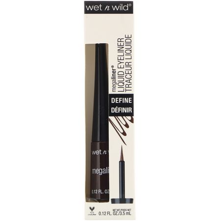 Wet n Wild, MegaLiner Liquid Eyeliner, Dark Brown, 0.12 fl oz (3.5 ml):كحل, عيون