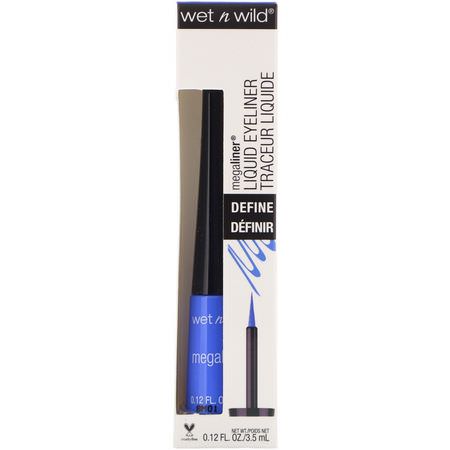 Wet n Wild, MegaLiner Liquid Eyeliner, Voltage Blue, 0.12 fl oz (3.5 ml):كحل, عيون