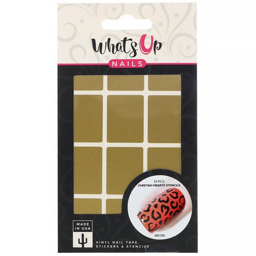 Whats Up Nails, Cheetah Hearts Stencils, 12 Pieces فوائد