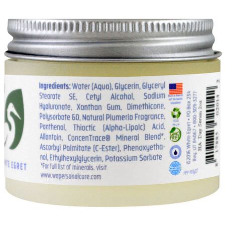 White Egret Personal Care, Hyaluronic Acid, Day Serum, 2 fl oz (59 ml):كريم, مصل حمض الهيال,ر,نيك